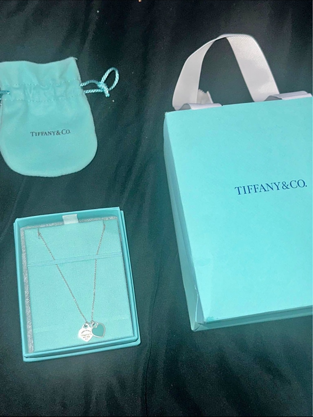 Tiffany & Co. Heart Tag Pendant Necklace - Blue/Silver
